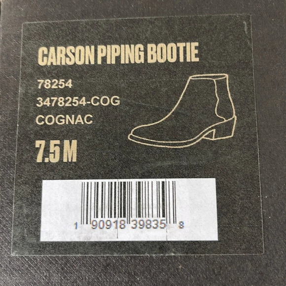 Frye Carson Piping Cognac DISTRESSED LEATHER Ankle Bootie Heel Side Zip Size 7.5 - Picture 13 of 13